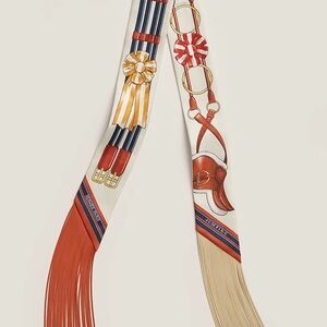 Hermes Jumping Leather Fringes Twilly Scarf